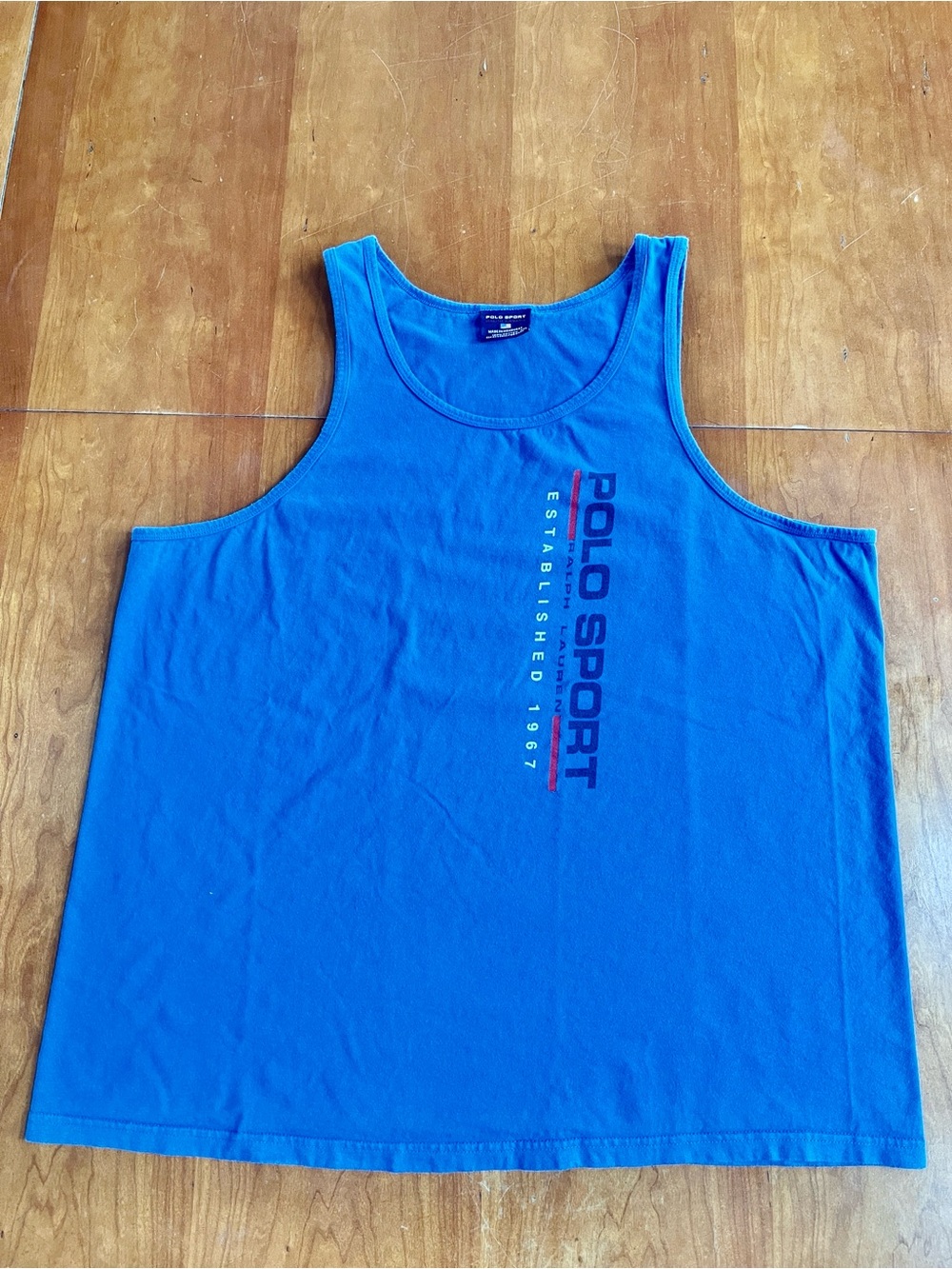 Ralph Lauren Polo Vintage 90's Men's Blue Cotton Tank Top w/Polo Sport Logo. XXL